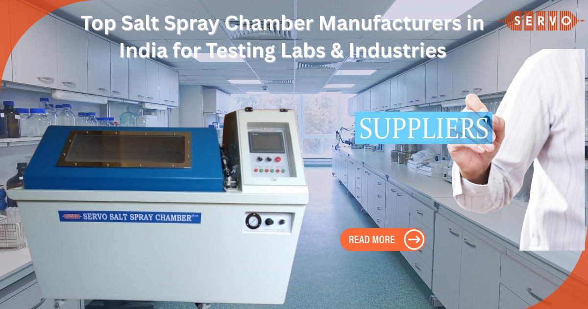 Salt spray chamber manufacturer in India – ASTM B117 and ISO 9227 compliant corrosion test chamber by Servo Enterprises