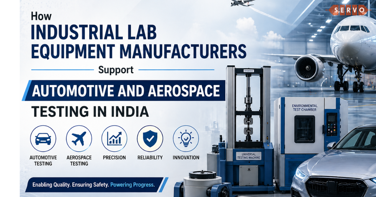 Industrial lab equipment for automotive and aerospace testing in India with advanced testing machines and precision instruments by Servo Enterprises